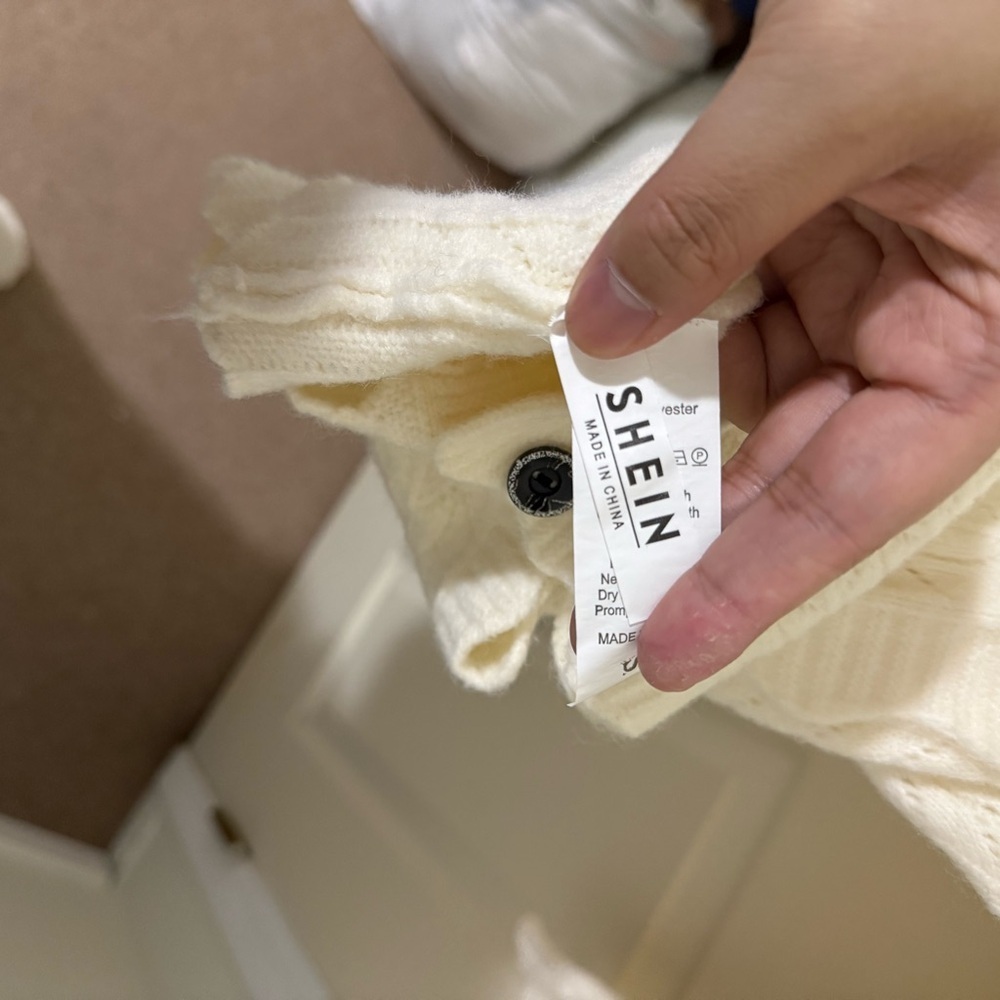SHEIN Cream Knit Cardigan with Buttons - Picture 5 of 9